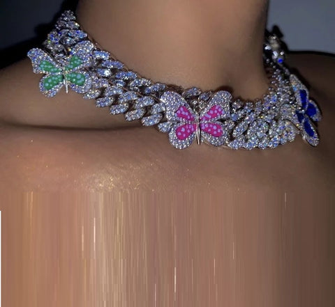 Liza Multi-color Butterfly Necklace